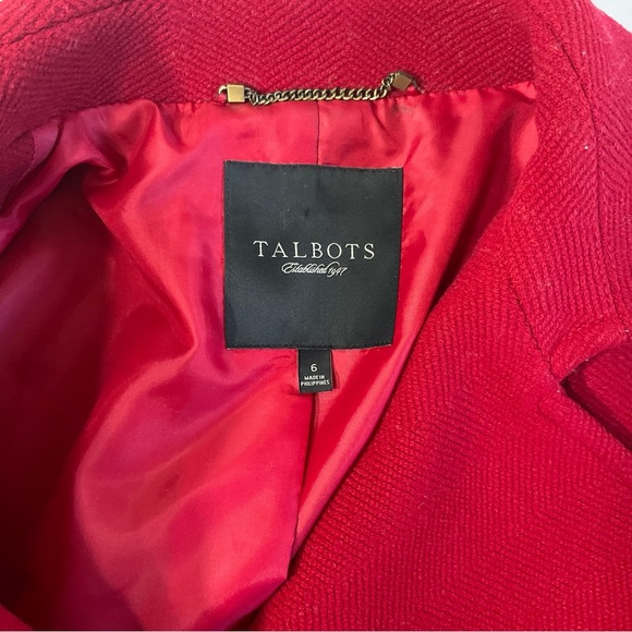 Talbots Wool Blend Double Breasted Pea Coat Women Size 6 Black Buttons - Picture 7 of 10